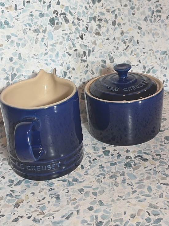 Le Creuset Other - Le Creuset Cobalt Blue Creamer & Sugar Bowl Set Stoneware